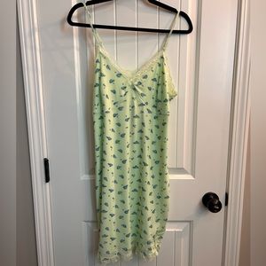 NWT Wild Fable Sleeveless Lace Trim Mesh Bodycon Dress Mint Green Floral Large